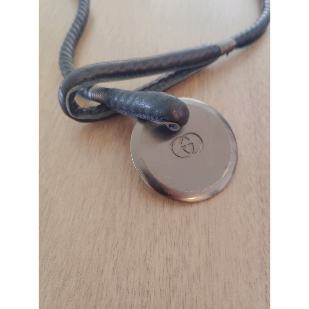 Vintage Women's Gucci Braided Leather Belt GG Medallion Black